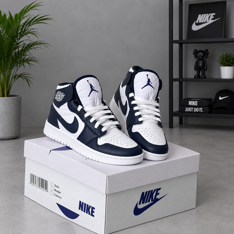 کتونی زنانهAIR JORDAN 1 MID | WHITE & NAVY